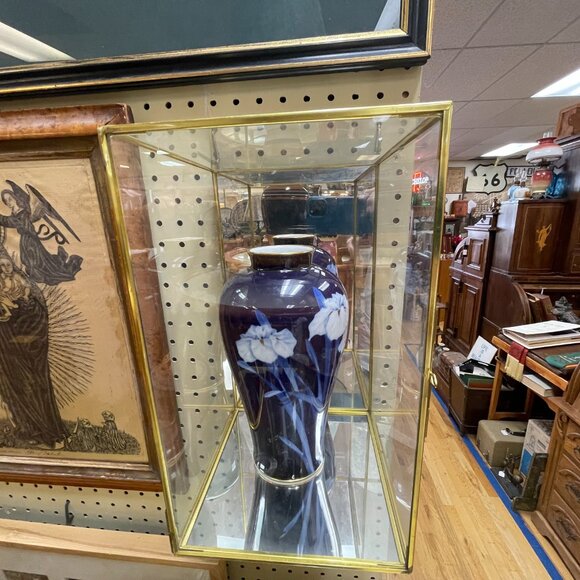 Vintage Thailand Brass Glass Curio Cabinet - Picture 3 of 4